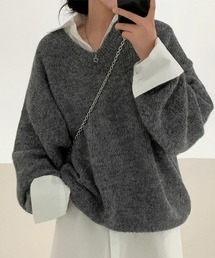 leune（ルネ）の「オーバーサイズルーズVネックニット/ニットワンピース（ニット/セーター）」