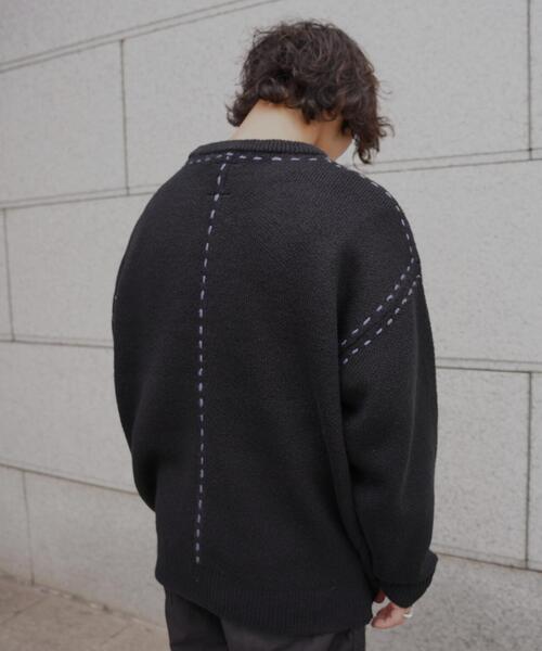 BEAVER（ビーバー）の「B omnivore/ビーオムニボー  アクリル起毛KNIT HAND CREW（ニット/セーター・メンズ・ネイビー/ブラック・M/L）」の21枚目の写真
