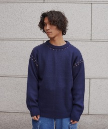 B omnivore/ビーオムニボー  アクリル起毛KNIT HAND CREW