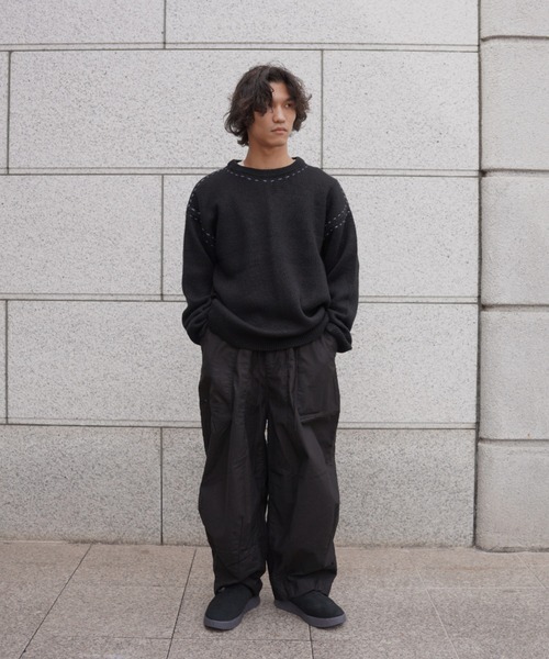 BEAVER（ビーバー）の「B omnivore/ビーオムニボー  アクリル起毛KNIT HAND CREW（ニット/セーター・メンズ・ネイビー/ブラック・M/L）」の8枚目の写真
