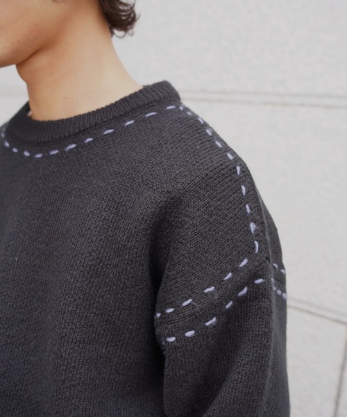 BEAVER（ビーバー）の「B omnivore/ビーオムニボー  アクリル起毛KNIT HAND CREW（ニット/セーター・メンズ・ネイビー/ブラック・M/L）」の9枚目の写真