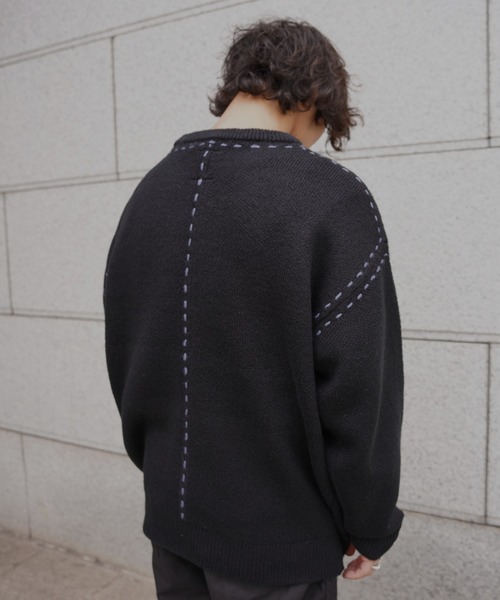 BEAVER（ビーバー）の「B omnivore/ビーオムニボー  アクリル起毛KNIT HAND CREW（ニット/セーター・メンズ・ネイビー/ブラック・M/L）」の6枚目の写真