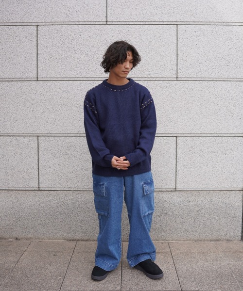 BEAVER（ビーバー）の「B omnivore/ビーオムニボー  アクリル起毛KNIT HAND CREW（ニット/セーター・メンズ・ネイビー/ブラック・M/L）」の14枚目の写真