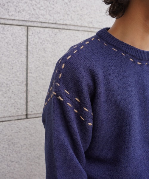 BEAVER（ビーバー）の「B omnivore/ビーオムニボー  アクリル起毛KNIT HAND CREW（ニット/セーター・メンズ・ネイビー/ブラック・M/L）」の15枚目の写真