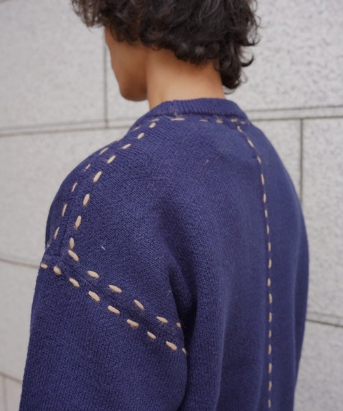 BEAVER（ビーバー）の「B omnivore/ビーオムニボー  アクリル起毛KNIT HAND CREW（ニット/セーター・メンズ・ネイビー/ブラック・M/L）」の16枚目の写真