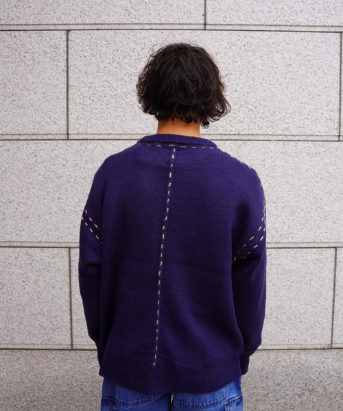 BEAVER（ビーバー）の「B omnivore/ビーオムニボー  アクリル起毛KNIT HAND CREW（ニット/セーター・メンズ・ネイビー/ブラック・M/L）」の13枚目の写真
