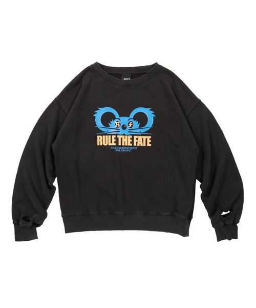 RULE THE FATE(ルールザフェイト)の「RTF MOUSE DAMAGE SWEAT PULLOVER/マウスダメージスウェットプルオーバー(スウェット・メンズ・ブラック/ベージュ・2/1/0)」の1枚目の写真