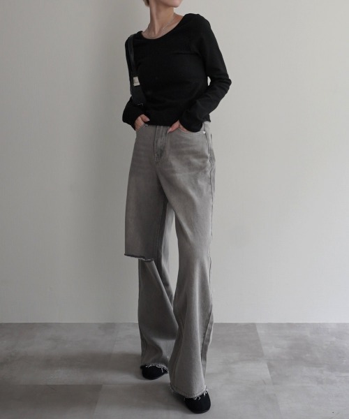 Rashik(ラシク)の「【Rashik】ディープラウンドネックトップス(Tシャツ/カットソー・レディース・ベージュ/ホワイト/ブラック/ミント・FREE)」の16枚目の写真