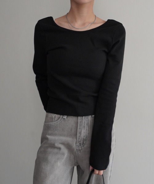 Rashik(ラシク)の「【Rashik】ディープラウンドネックトップス(Tシャツ/カットソー・レディース・ベージュ/ホワイト/ブラック/ミント・FREE)」の13枚目の写真