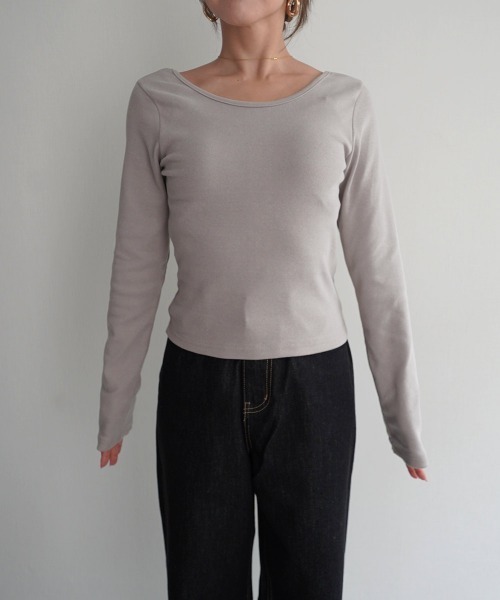 Rashik(ラシク)の「【Rashik】ディープラウンドネックトップス(Tシャツ/カットソー・レディース・ベージュ/ホワイト/ブラック/ミント・FREE)」の17枚目の写真