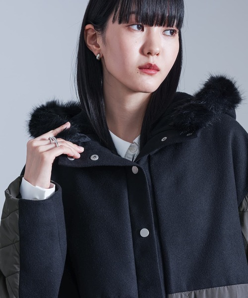 kOhAKU(コハク)の「フードファーキルティングコート(ダウンジャケット/コート・レディース・ブラック・1/2)」の5枚目の写真