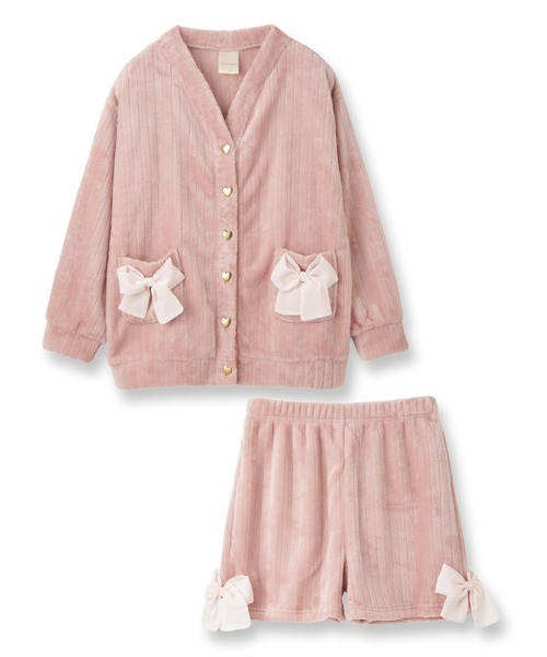 fran de lingerie（フランデランジェリー）の「もこもこ ショートパンツ ルームウェア パジャマ レディース 冬 あったか 前開き モコモコ 着る毛布「メモリーフリース」（ルームウェア/パジャマ・レディース・ホワイト系その他/ダークグレー/ピンク系その他2・M-L）」の3枚目の写真