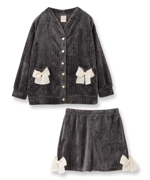 fran de lingerie（フランデランジェリー）の「もこもこ ショートパンツ ルームウェア パジャマ レディース 冬 あったか 前開き モコモコ 着る毛布「メモリーフリース」（ルームウェア/パジャマ・レディース・ホワイト系その他/ダークグレー/ピンク系その他2・M-L）」の7枚目の写真