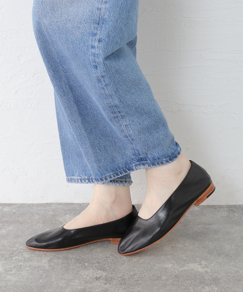 MARTINIANO ブラックレザー フラットシューズ MARTINIANO GLOVE フラット（その他シューズ）｜FRAMeWORK（フレーム