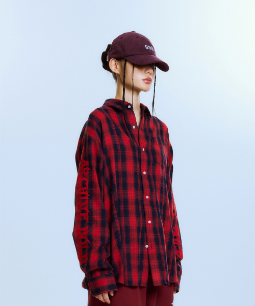 ARCHIVE BOLD（アーカイブボールド）の「AB EMBROIDERY CHECK SHIRTS (RED)（シャツ/ブラウス・メンズ・その他・SMALL/MEDIUM/LARGE）」の2枚目の写真