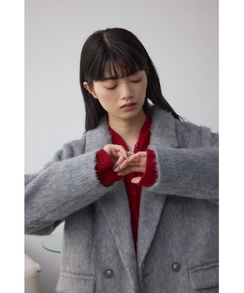 AZUL by moussy（アズールバイマウジー）の「シャギージャケットコート（テーラードジャケット・レディース・杢グレー/ブラウン・SMALL/MEDIUM）」の3枚目の写真