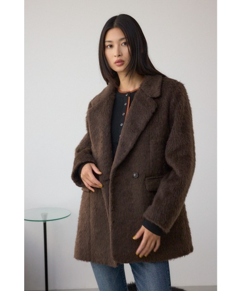 AZUL by moussy（アズールバイマウジー）の「シャギージャケットコート（テーラードジャケット・レディース・杢グレー/ブラウン・SMALL/MEDIUM）」の17枚目の写真