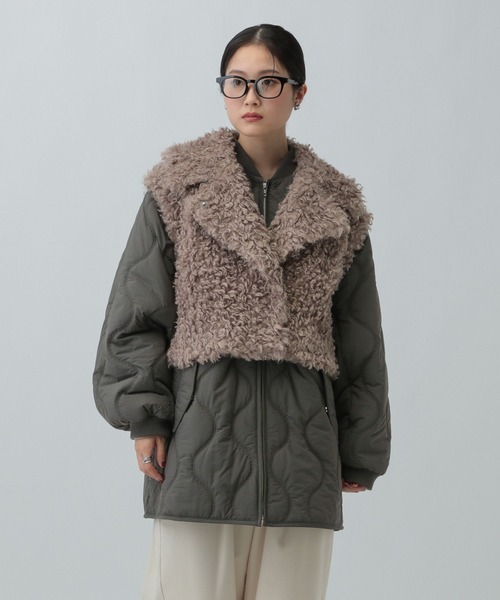 LEPSIM（レプシィム）の「ファーベスト＊ブルゾン《2点セット》　603902（その他アウター・レディース・チャコールグレー/カーキ・FREE）」の2枚目の写真