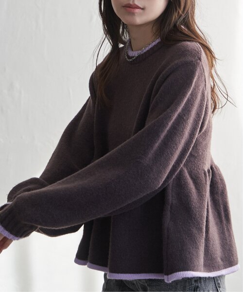 VENCEEXCHANGE（ヴァンスエクスチェンジ）の「アルパカタッチ配色プルオーバー（ニット/セーター・レディース・ブラウン/ブラック/アイボリー/チャコール・FREE）」の4枚目の写真