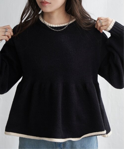 VENCEEXCHANGE（ヴァンスエクスチェンジ）の「アルパカタッチ配色プルオーバー（ニット/セーター・レディース・ブラウン/ブラック/アイボリー/チャコール・FREE）」の2枚目の写真