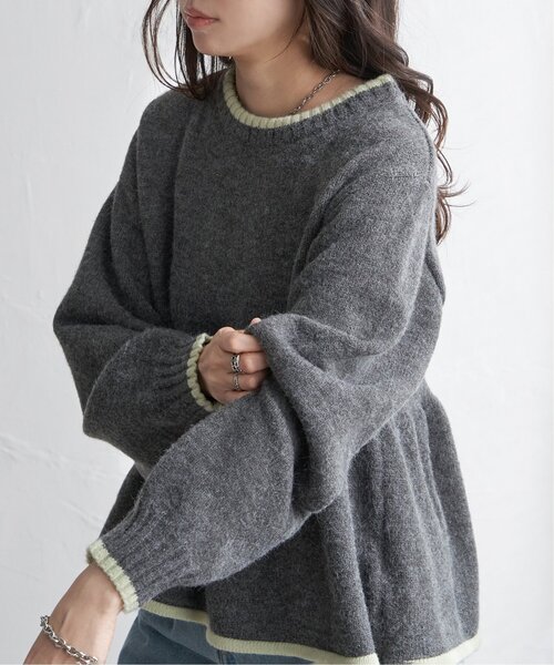 VENCEEXCHANGE（ヴァンスエクスチェンジ）の「アルパカタッチ配色プルオーバー（ニット/セーター・レディース・ブラウン/ブラック/アイボリー/チャコール・FREE）」の14枚目の写真