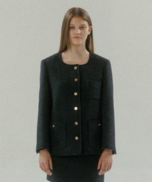 TTUDEMENT（トュードメント）の「WOOL TWEED HALF JACKET CHARCOAL（その他アウター）」