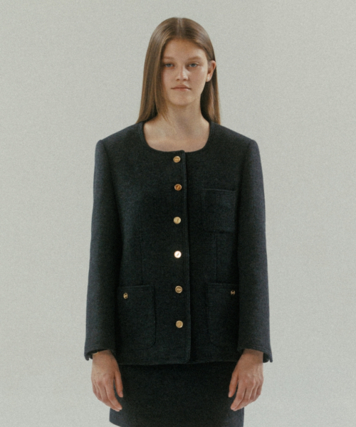 TTUDEMENT(トュードメント)の「WOOL TWEED HALF JACKET CHARCOAL(その他アウター・レディース・その他・MEDIUM/SMALL)」の1枚目の写真