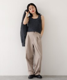 abahouse mavie（アバハウスマヴィ）の「【後ろウエストゴム】タックワイドスラックス　m_01/シーズンレス/メンズライク/美脚（スラックス）」