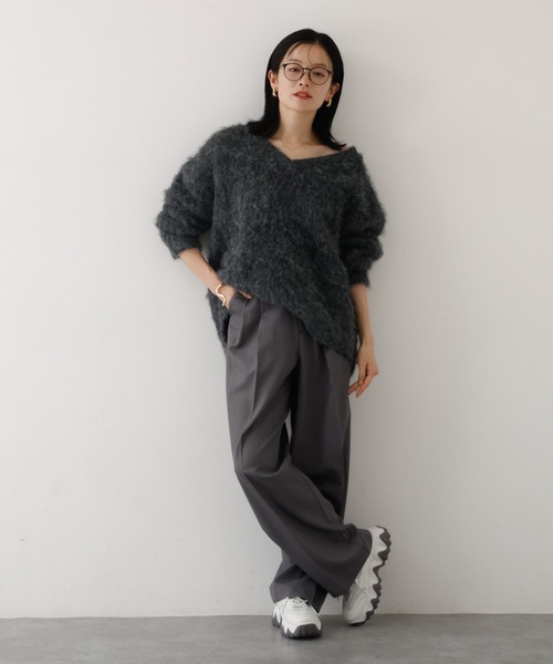 abahouse mavie（アバハウスマヴィ）の「【後ろウエストゴム】タックワイドスラックス　m_01/シーズンレス/メンズライク/美脚（スラックス・レディース・ブラック/ベージュ/グレー・40/38/36）」の8枚目の写真