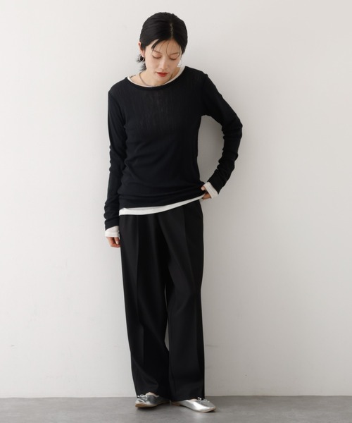 abahouse mavie（アバハウスマヴィ）の「【後ろウエストゴム】タックワイドスラックス　m_01/シーズンレス/メンズライク/美脚（スラックス・レディース・ブラック/ベージュ/グレー・40/38/36）」の18枚目の写真