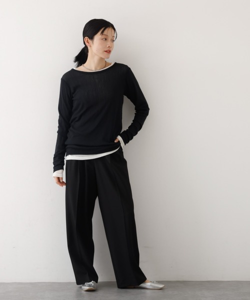 abahouse mavie（アバハウスマヴィ）の「【後ろウエストゴム】タックワイドスラックス　m_01/シーズンレス/メンズライク/美脚（スラックス・レディース・ブラック/ベージュ/グレー・40/38/36）」の16枚目の写真