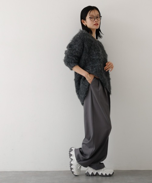 abahouse mavie（アバハウスマヴィ）の「【後ろウエストゴム】タックワイドスラックス　m_01/シーズンレス/メンズライク/美脚（スラックス・レディース・ブラック/ベージュ/グレー・40/38/36）」の6枚目の写真