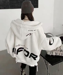 もこもこシープボア バックロゴ フーディ