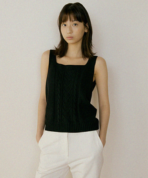LINGSEOUL（リングソウル）の「whole garment knit sleeveless-black（ニット/セーター・レディース）」