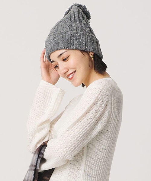 BEAUTY&YOUTH UNITED ARROWS（ビューティーアンドユースユナイテッドアローズ）の「ネップ ポンポン ニットキャップ 2WAY（ニットキャップ/ビーニー・レディース・ブラック/グレー系/ベージュ・FREE）」の3枚目の写真
