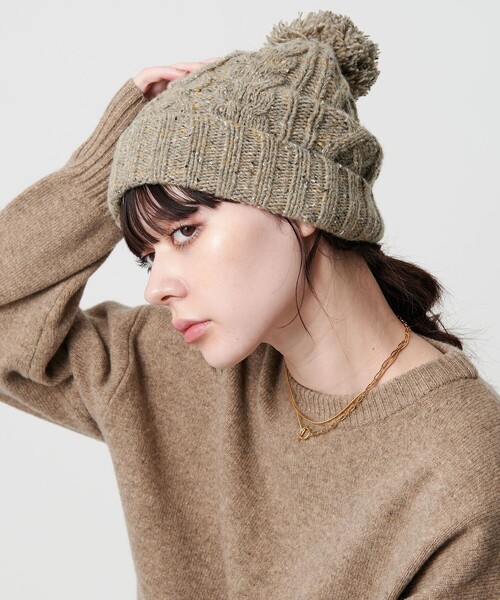 BEAUTY&YOUTH UNITED ARROWS（ビューティーアンドユースユナイテッドアローズ）の「ネップ ポンポン ニットキャップ 2WAY（ニットキャップ/ビーニー・レディース・ブラック/グレー系/ベージュ・FREE）」の4枚目の写真