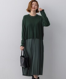 ニットセットアップ プリーツコンビ ワンピース