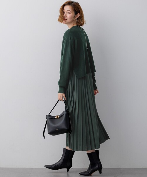 23区 L(ニジュウサンクオオキイサイズ)の「ニットセットアップ プリーツコンビ ワンピース(ワンピース・レディース・ブラック系/グレー系/ダークグリーン系・46/44)」の17枚目の写真