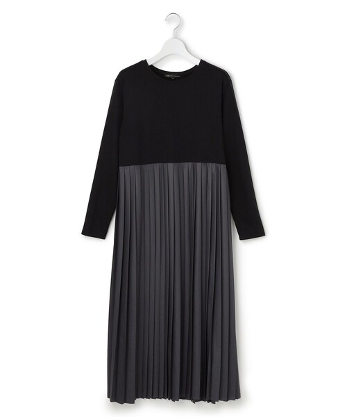 23区 L(ニジュウサンクオオキイサイズ)の「ニットセットアップ プリーツコンビ ワンピース(ワンピース・レディース・ブラック系/グレー系/ダークグリーン系・46/44)」の5枚目の写真