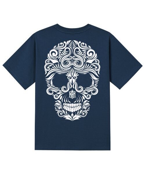 KAN6312(カン6312)の「KTN0020 フラワースカル半袖Tシャツ - ネイビー(Tシャツ/カットソー・メンズ・その他・LARGE/MEDIUM/SMALL/X-LARGE)」の1枚目の写真