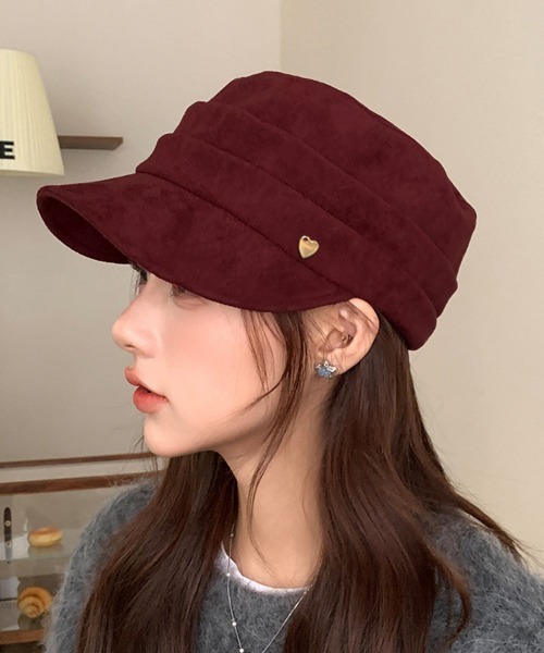 Miniministore（ミニミニストア）の「ワンポイントキャスケット スエード調帽子（キャスケット・レディース・ワインレッド/キャメル/アイボリー/ブラウン/ブラック・FREE）」の5枚目の写真