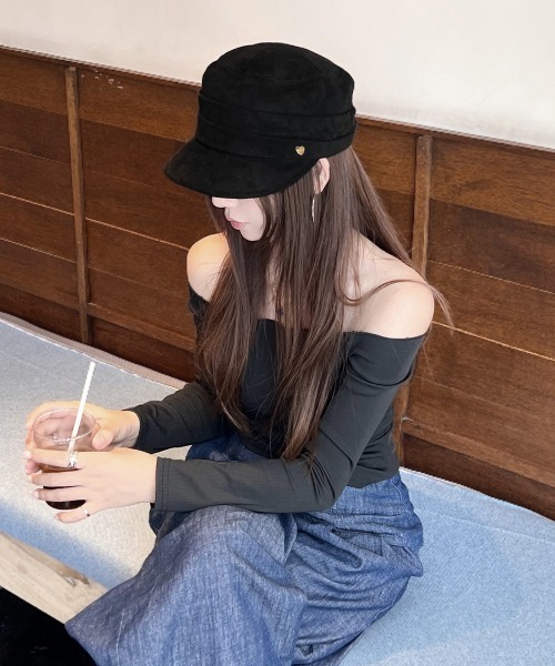 Miniministore（ミニミニストア）の「ワンポイントキャスケット スエード調帽子（キャスケット・レディース・ワインレッド/キャメル/アイボリー/ブラウン/ブラック・FREE）」の12枚目の写真