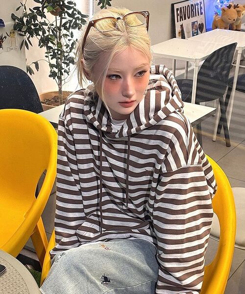 BROWNBREATH（ブラウンブレス）の「STRIPE TAG HOODIE - KHAKI（パーカー・メンズ・その他・X-LARGE/SMALL/MEDIUM/LARGE）」の2枚目の写真