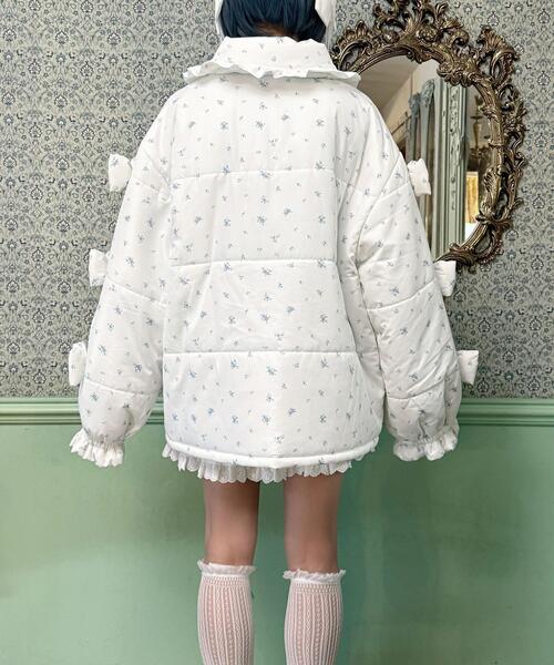Whinny（ホワイニー）の「Whinny/リボンに包まれしぽゎりんアウター（ダウンジャケット/コート・レディース・ホワイト/サックスブルー/ブラック・FREE）」の14枚目の写真