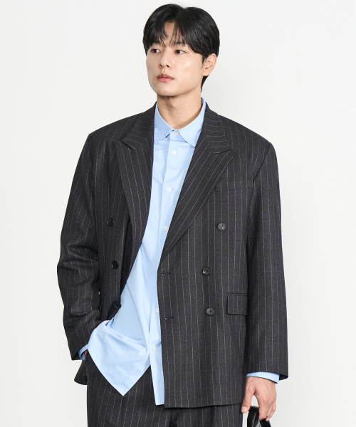 PRAIRIE(KR)(プレーリー)の「ストライプダブルブレザー(ブラック)(テーラードジャケット・メンズ・その他・SMALL/MEDIUM/LARGE)」の3枚目の写真