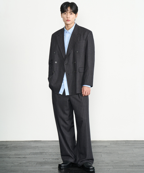 PRAIRIE(KR)(プレーリー)の「ストライプダブルブレザー(ブラック)(テーラードジャケット・メンズ・その他・SMALL/MEDIUM/LARGE)」の4枚目の写真