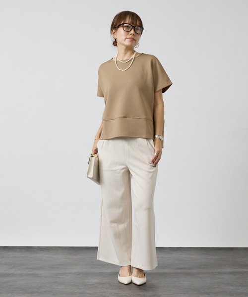 DESIGNWORKS(デザインワークス)の「【セットアップ対応】後ろボタン半袖トップス(シャツ/ブラウス・レディース・ベージュ/ブラック・フリー)」の12枚目の写真