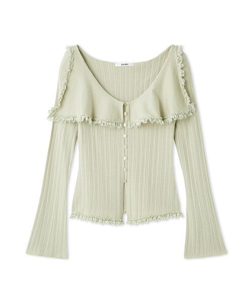 SNIDEL(スナイデル)の「Sustainableビッグカラーレーストリムニットプルオーバー(ニット/セーター・レディース・アイボリー/ミント/ネイビー・F)」の1枚目の写真