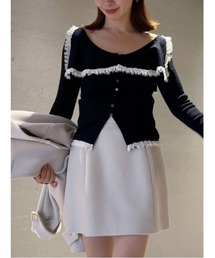 SNIDEL | Sustainableビッグカラーレーストリムニットプルオーバー(ニット/セーター)