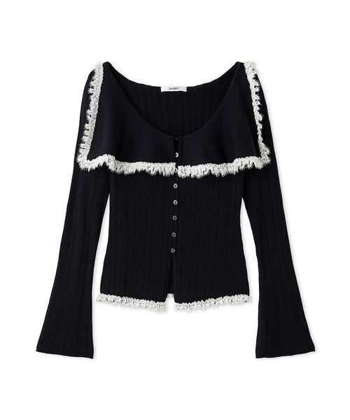 SNIDEL(スナイデル)の「Sustainableビッグカラーレーストリムニットプルオーバー(ニット/セーター・レディース・アイボリー/ミント/ネイビー・F)」の14枚目の写真